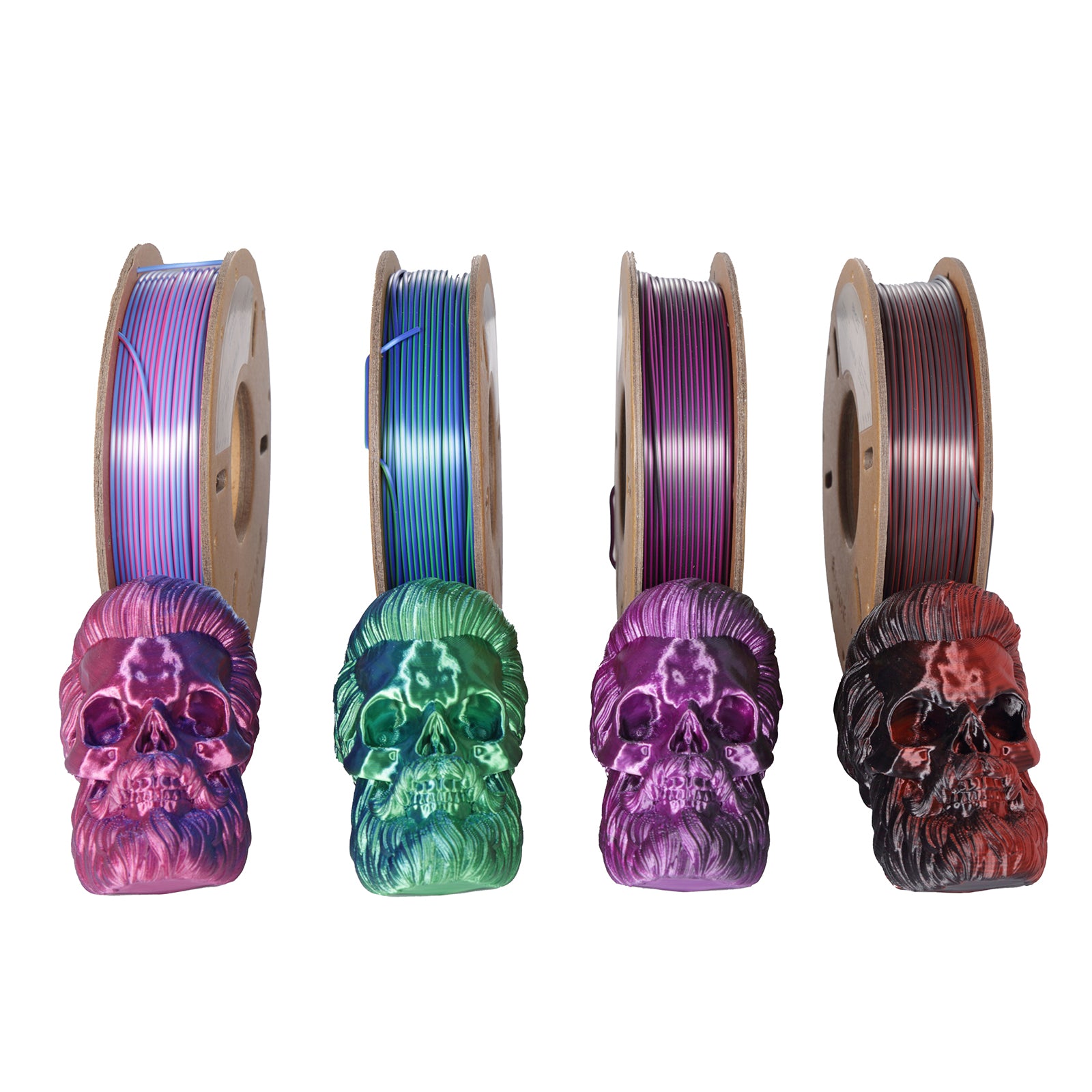 PLA Dual-Color Silk Filament，1.75mm ±0.03mm(250g)，Total 4 Rolls