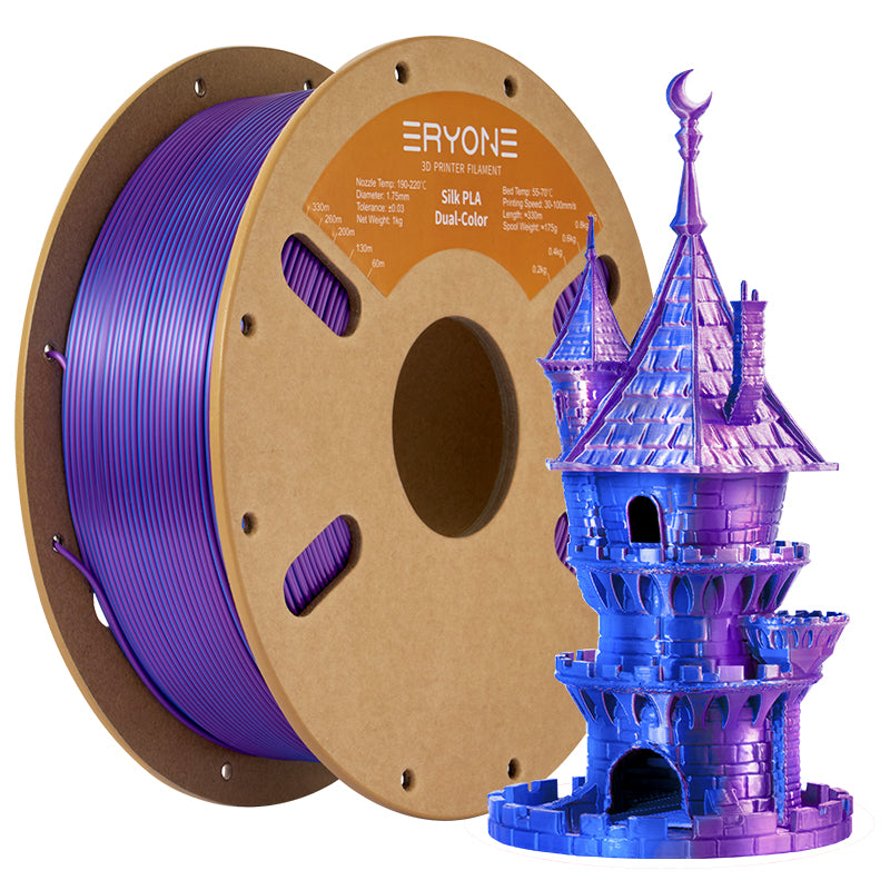 ERYONE Silk Dual-Color PLA Filament for 3D Printers,Accuracy +/- 0.03 mm,1kg (2.2LBS)/Spool 1.75mm
