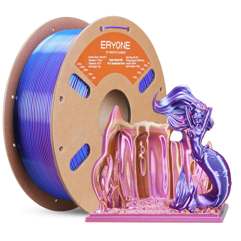 ERYONE High speed Four colors Silk PLA Filament for 3D Printers,1kg (2.2LBS)/Spool 1.75mm,Accuracy +/- 0.03 mm