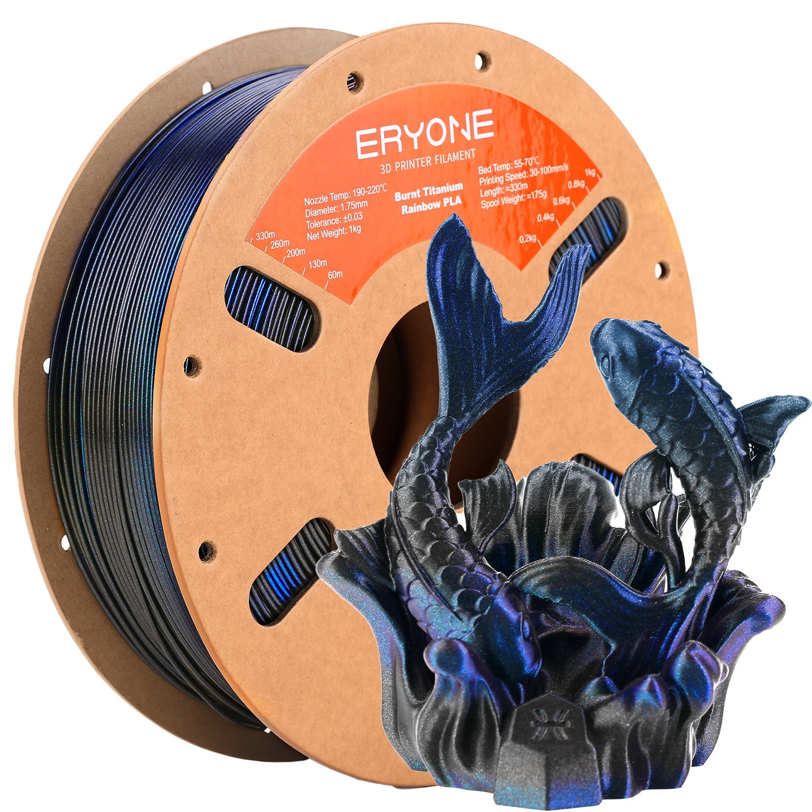 ERYONE PLA Burnt Titanium 3D Printer Filament 1.75mm, Dimensional Accuracy +/- 0.05 mm 1kg (2.2LBS)/Spool