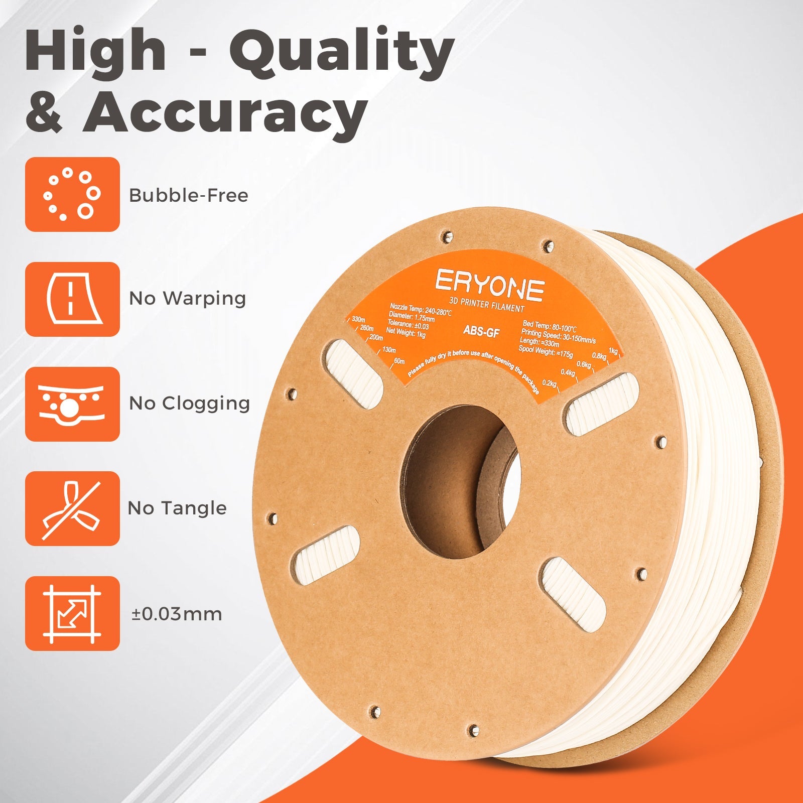 ABS Fiberglass Filament - 1.75mm±0.03mm (1kg)