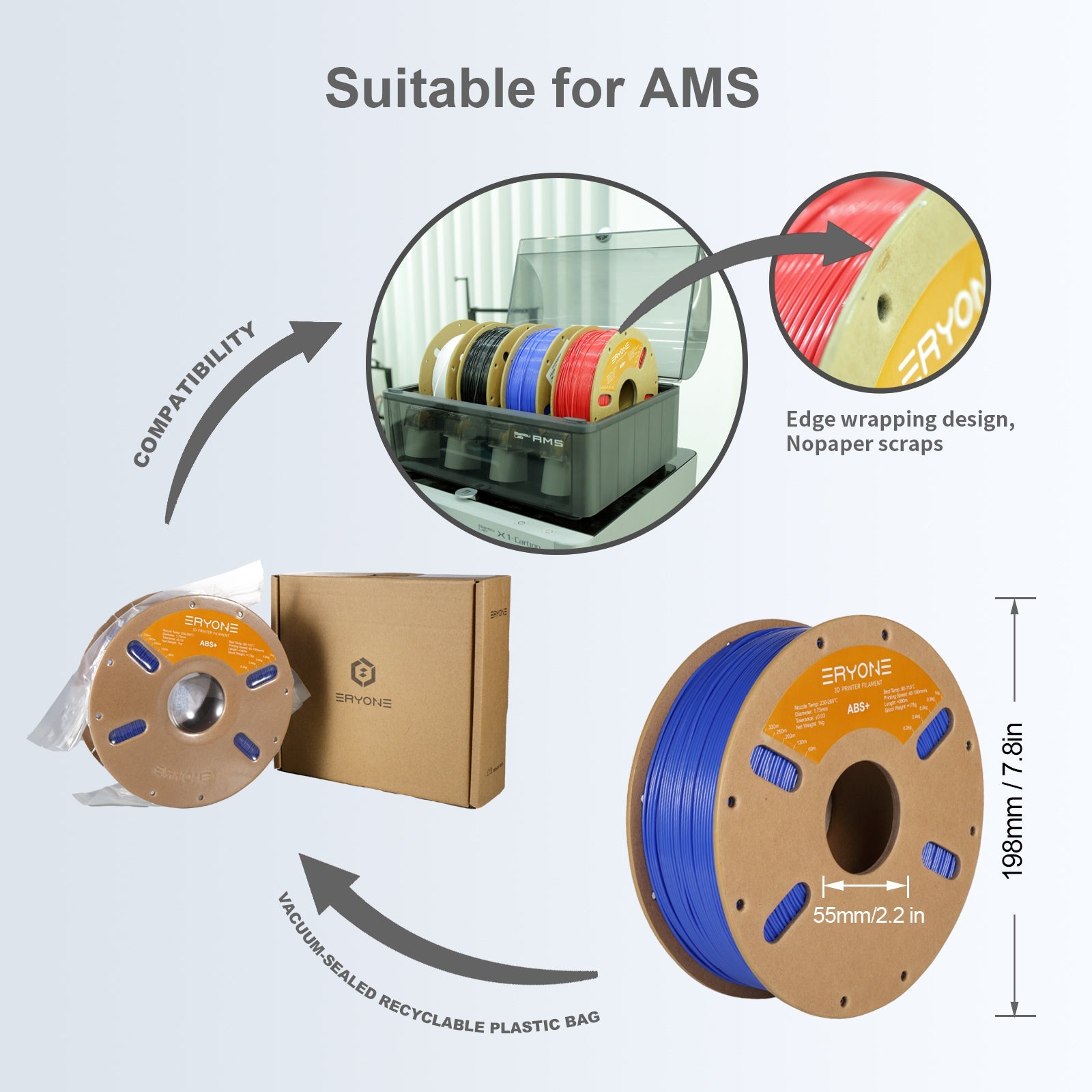 ABS+ Filament - 1.75mm±0.03mm (1kg)