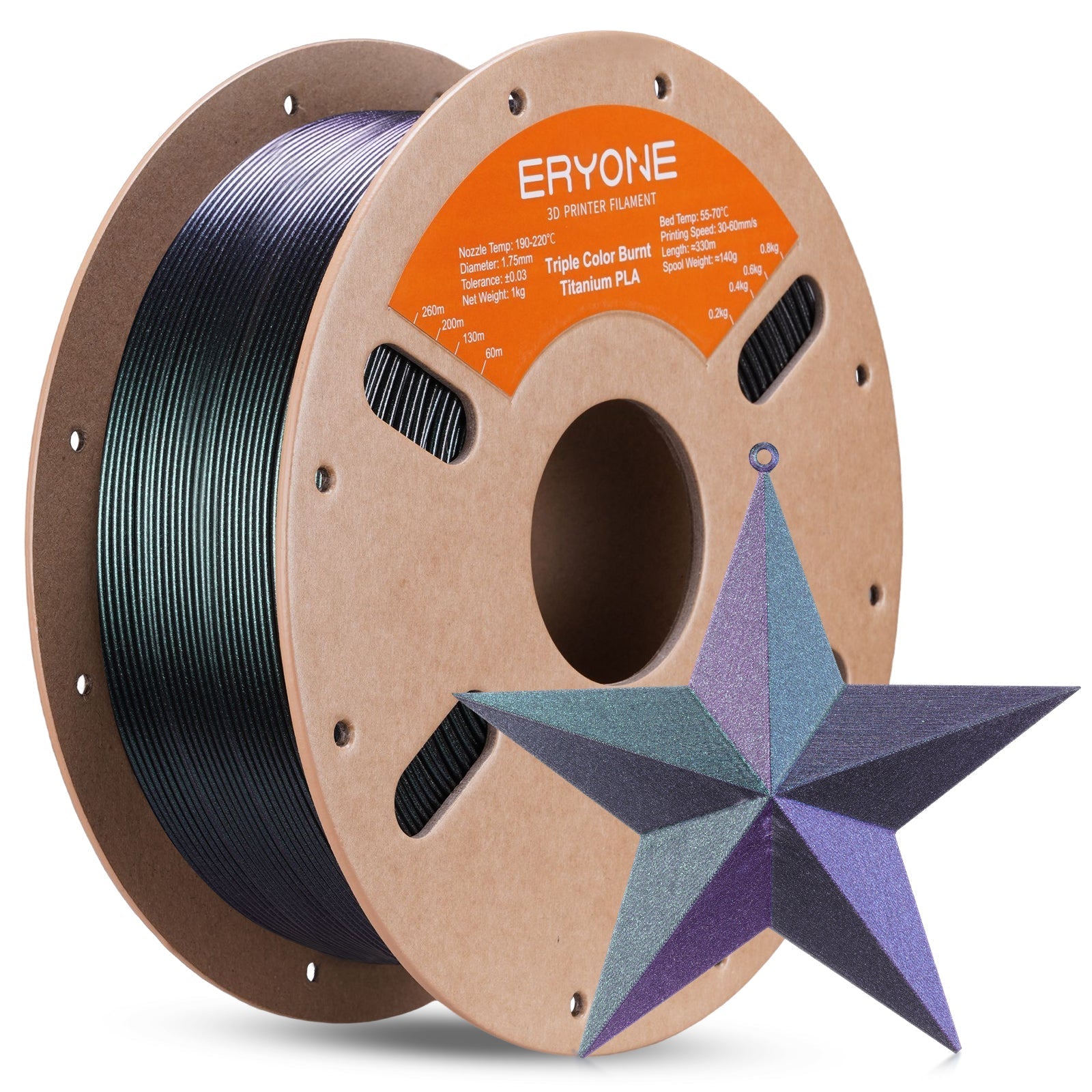 PLA Burnt Titanium Triple Filament - 1.75mm±0.03mm (1kg)