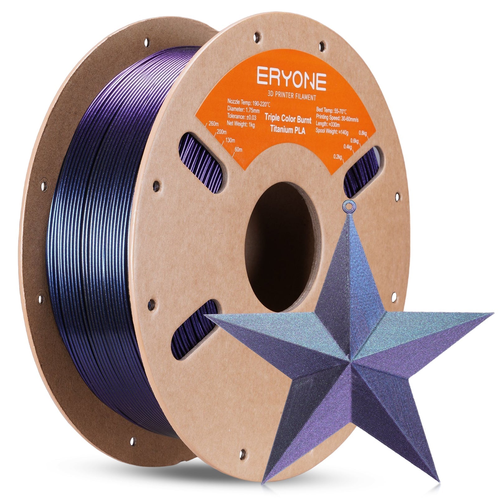 PLA Burnt Titanium Triple Filament - 1.75mm±0.03mm (1kg)