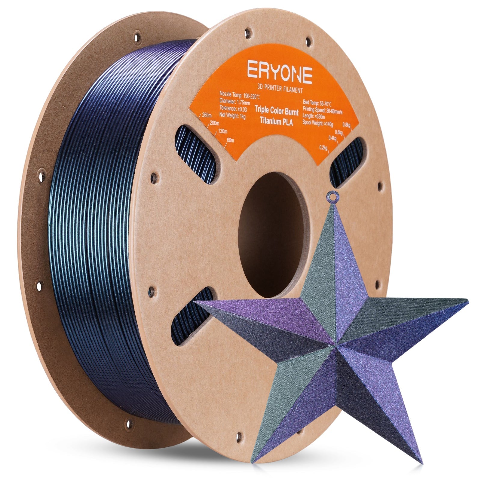 PLA Burnt Titanium Triple Filament - 1.75mm±0.03mm (1kg)