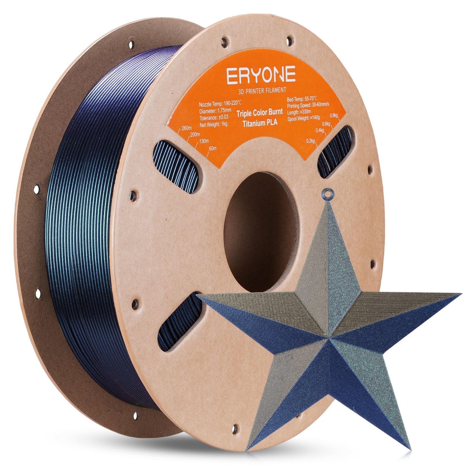 PLA Burnt Titanium Triple Filament - 1.75mm±0.03mm (1kg)