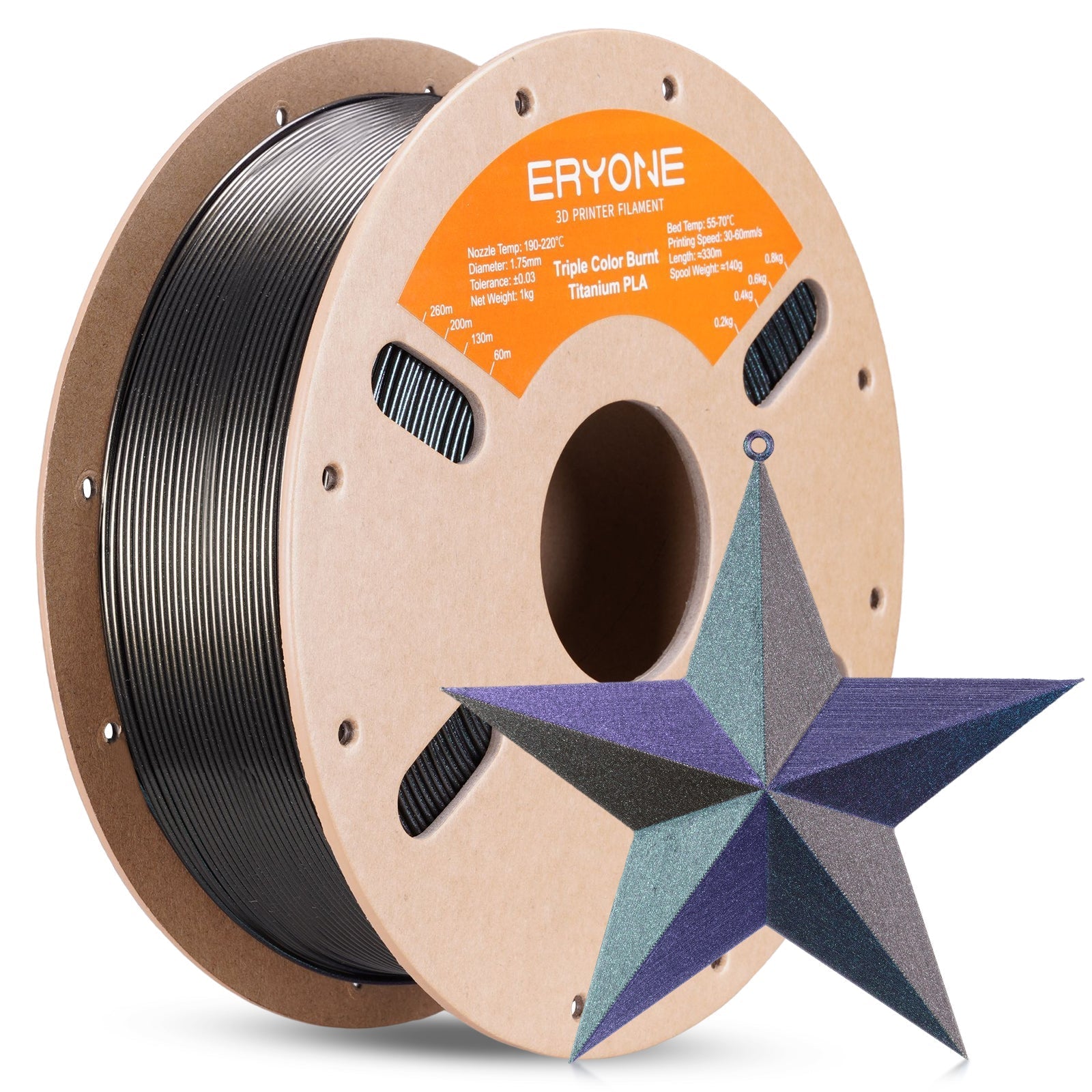 PLA Burnt Titanium Triple Filament - 1.75mm±0.03mm (1kg)