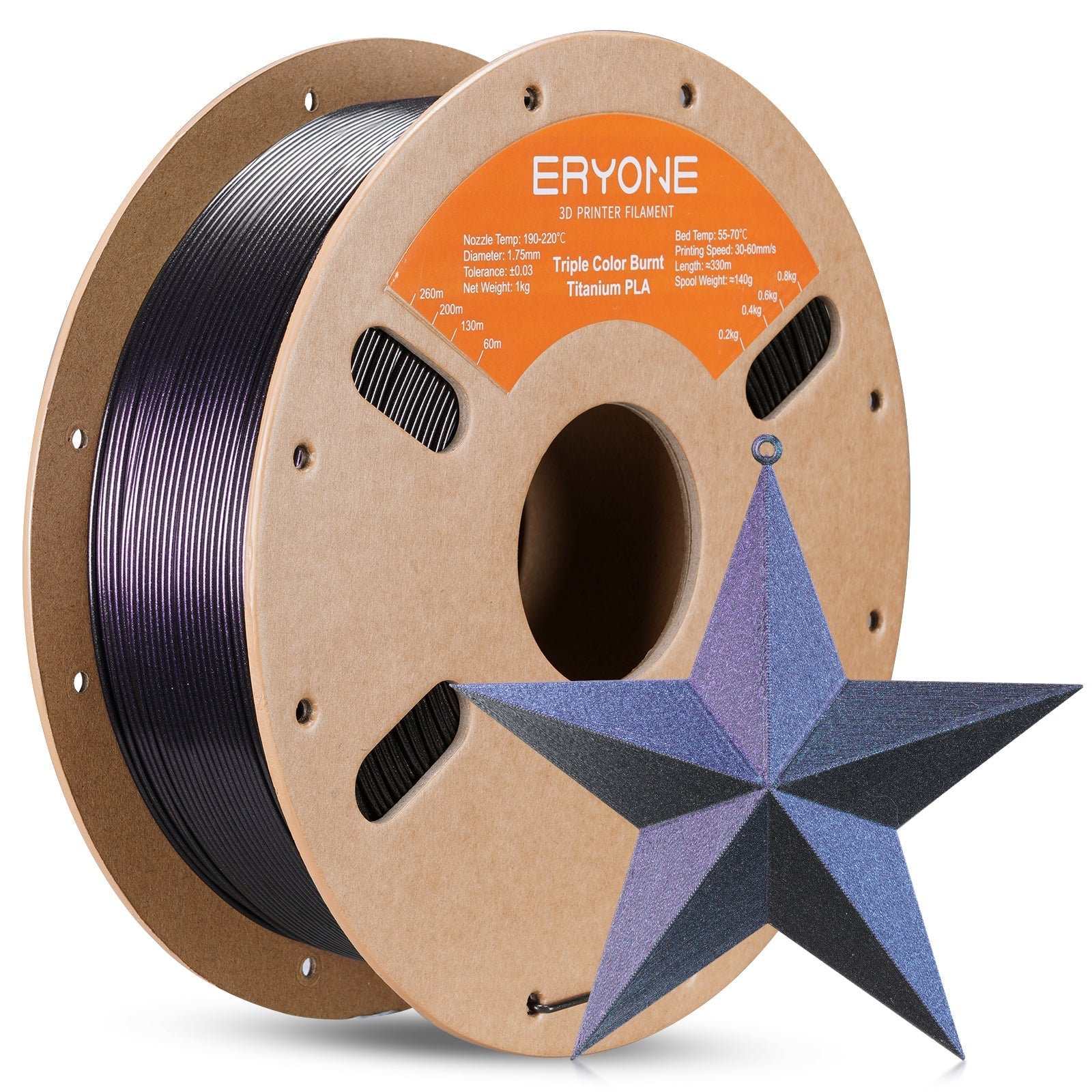 PLA Burnt Titanium Triple Filament - 1.75mm±0.03mm (1kg)