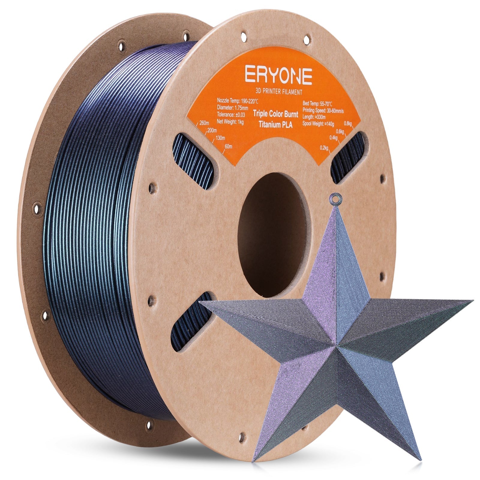PLA Burnt Titanium Triple Filament - 1.75mm±0.03mm (1kg)