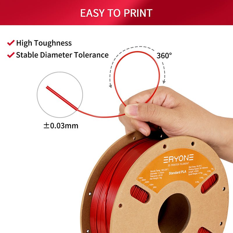PLA Filament - 1.75mm±0.03mm (1kg)，Skin & Chinese Red
