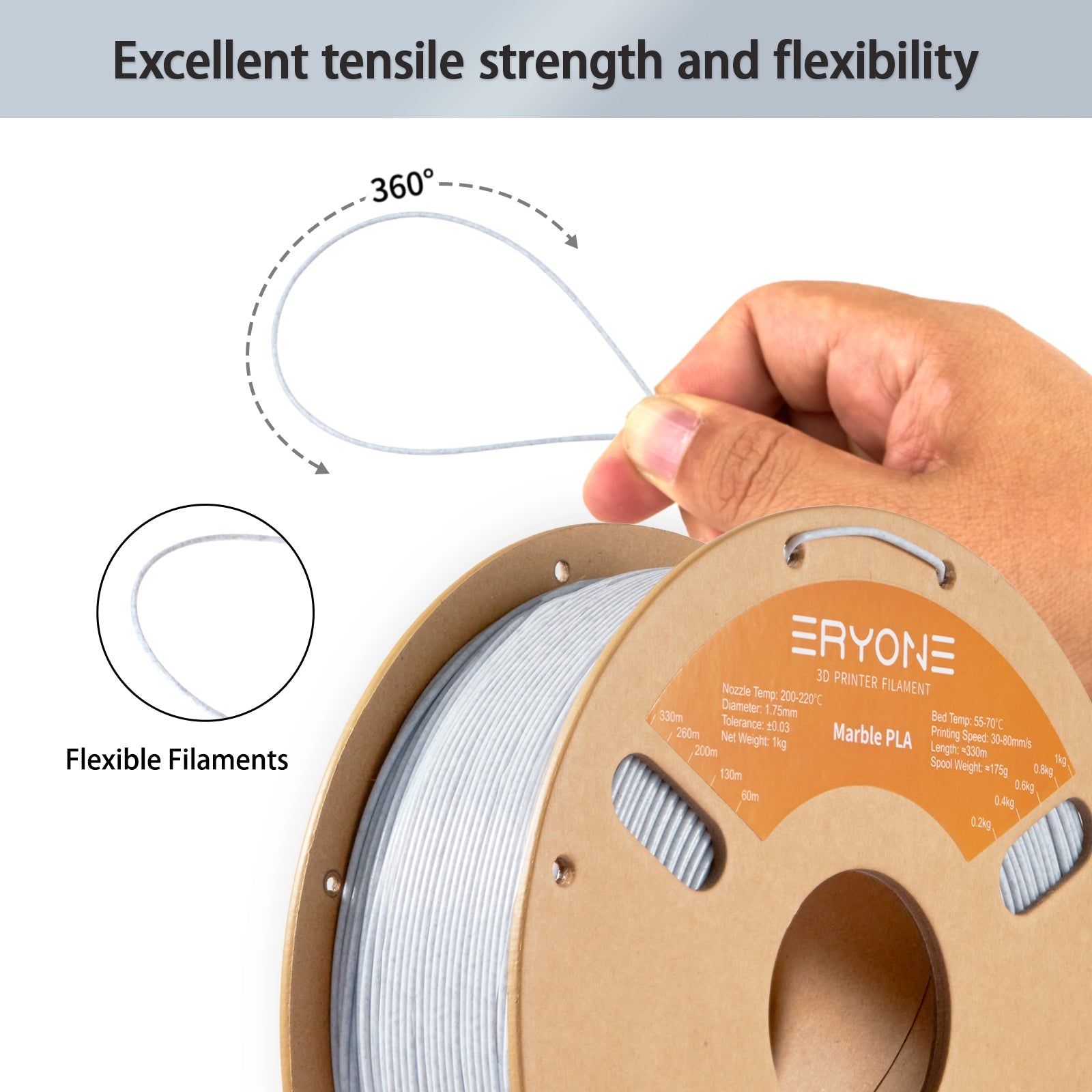 PLA Marble Filament - 1.75mm±0.03mm (1kg)
