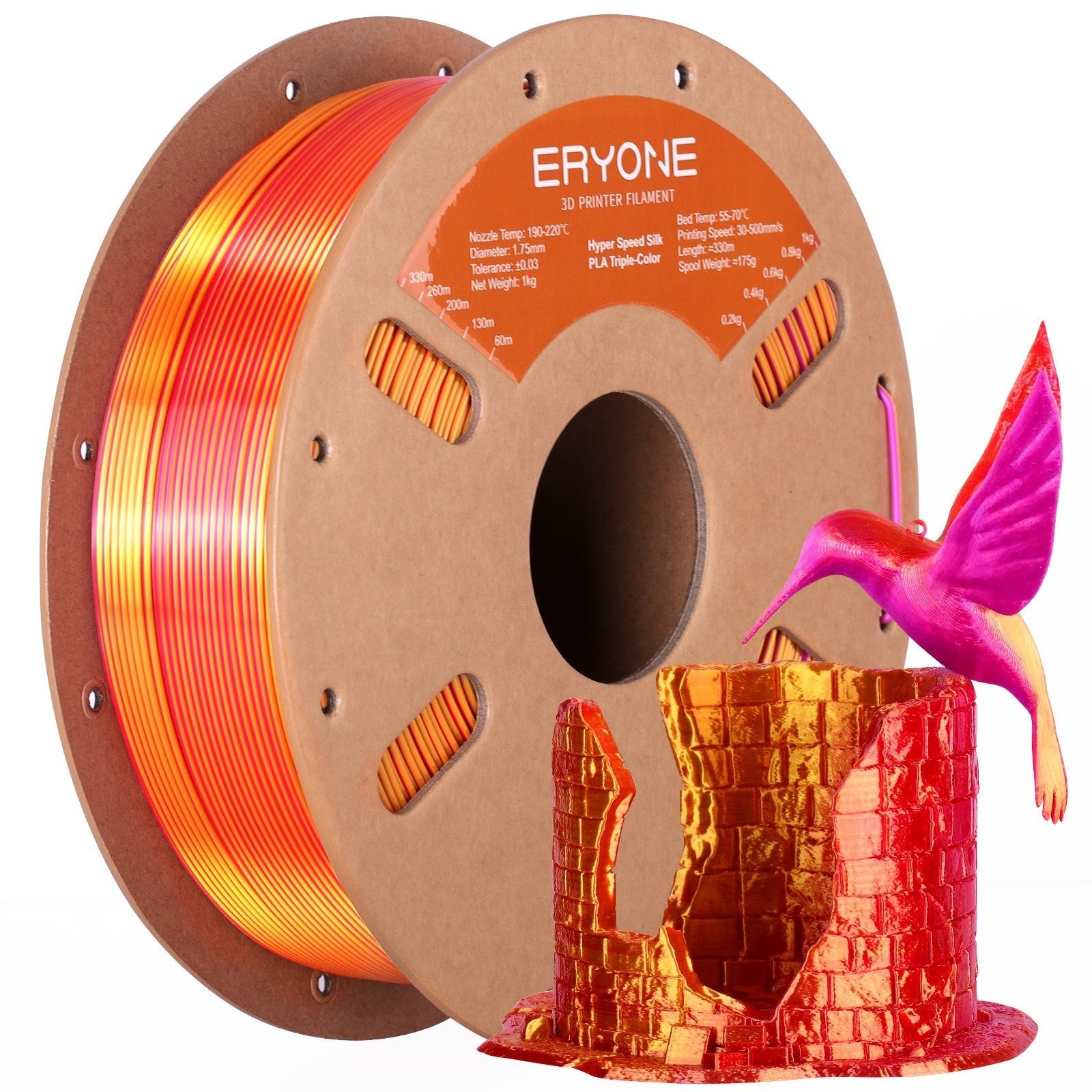PLA Silk High - Speed Triple - Color Filament - 1.75mm±0.03mm (1kg)