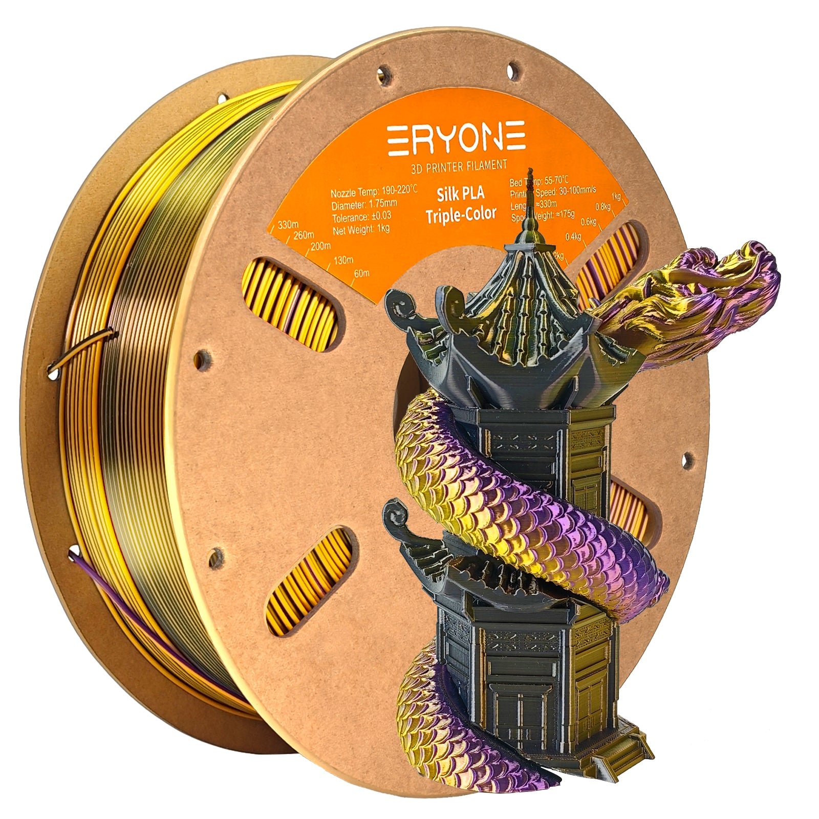 PLA Triple - Color Silk Filament - 1.75mm±0.03mm (1kg)