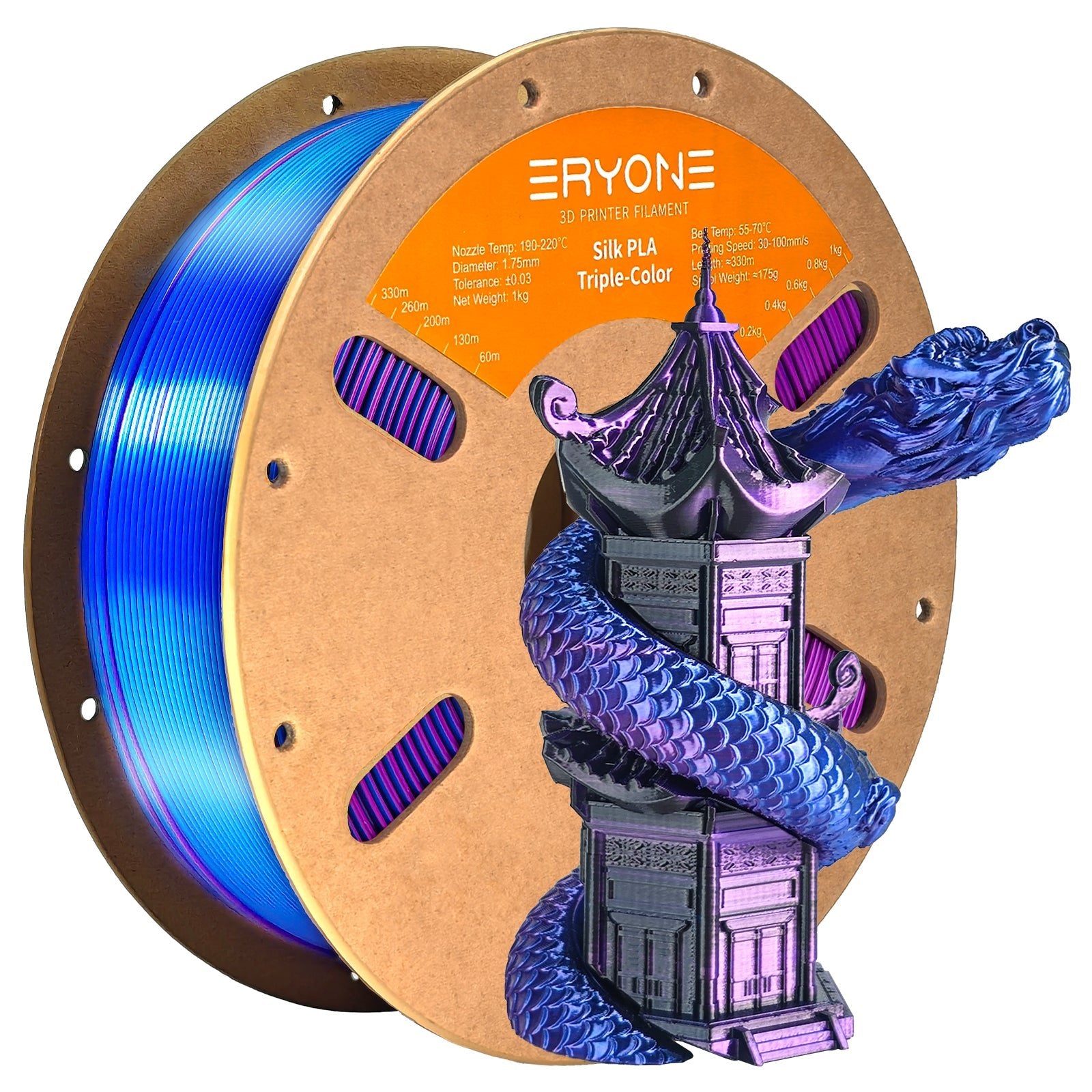 PLA Triple - Color Silk Filament - 1.75mm±0.03mm (1kg)