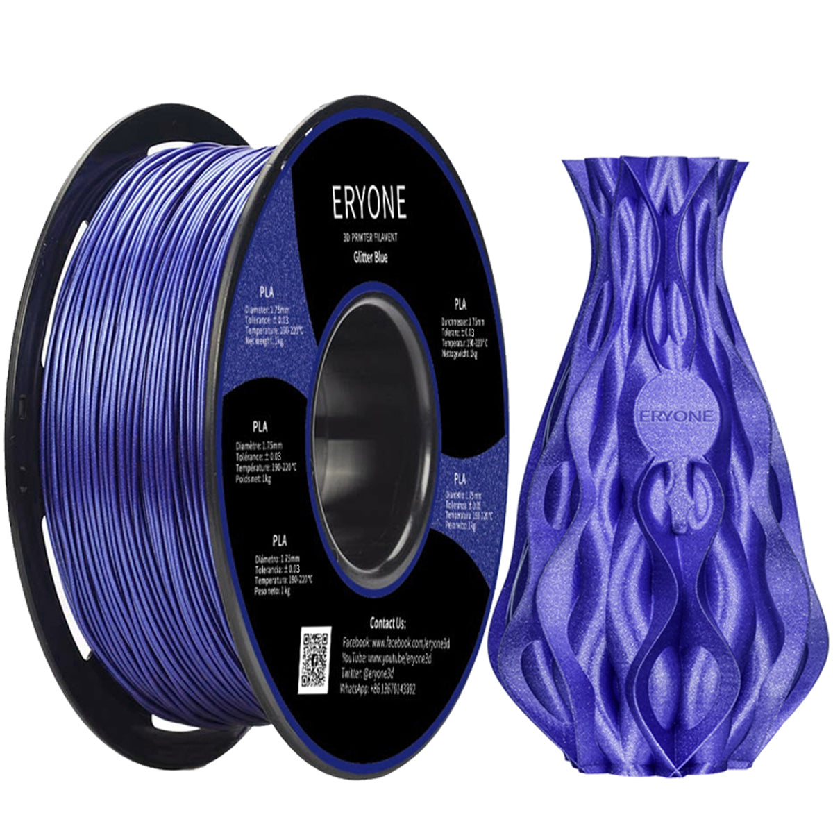 ERYONE Galaxy Sparkly Glitter PLA 3D Printer Filament 1.75mm, Dimensional Accuracy +/- 0.05 mm, 1kg (2.2LBS) / Spool