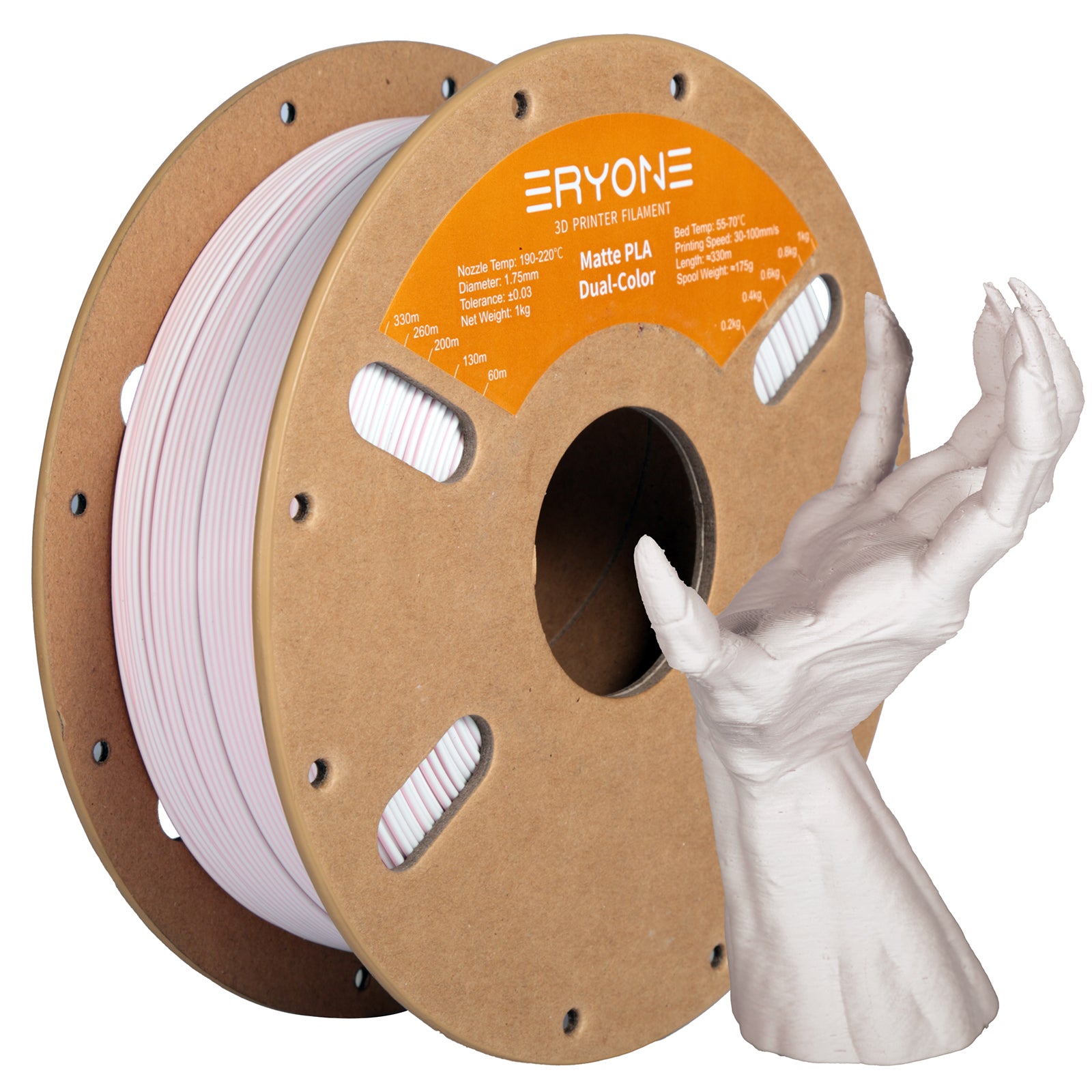 ERYONE Matte Dual-Color PLA Filament for 3D Printers,Accuracy +/- 0.03 mm,1kg (2.2LBS)/Spool 1.75mm