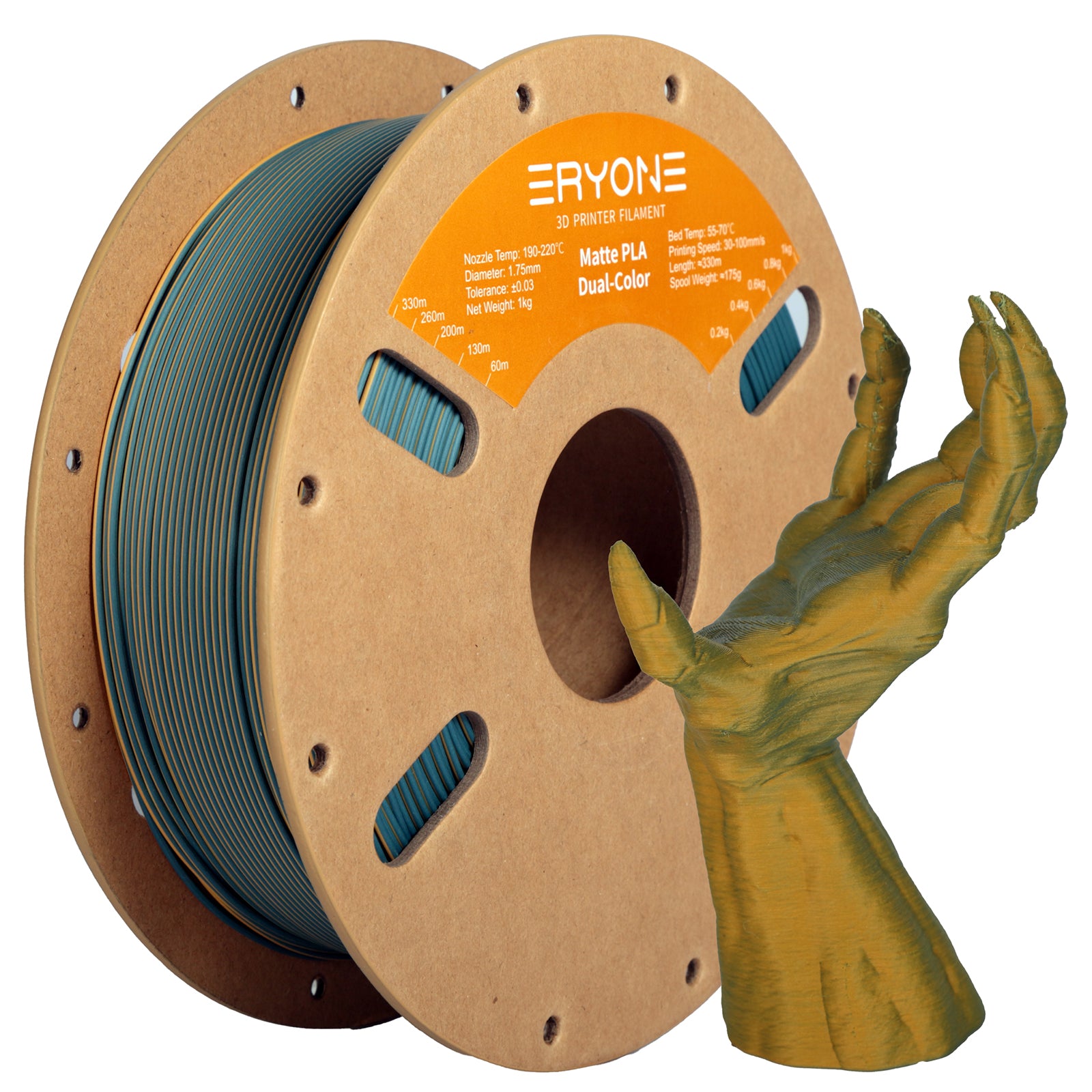 ERYONE Matte Dual-Color PLA Filament for 3D Printers,Accuracy +/- 0.03 mm,1kg (2.2LBS)/Spool 1.75mm