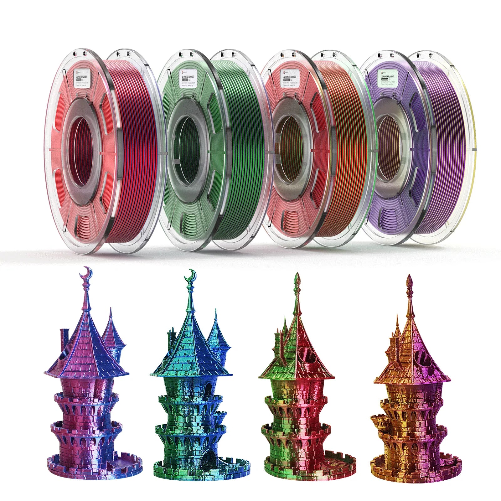 ERYone Silk Dual-Color PLA 1 ROLL/250g (Total 4 Rolls/1KG/2.2LBS) 1.75mm  Filament,Accuracy +/- 0.03 mm