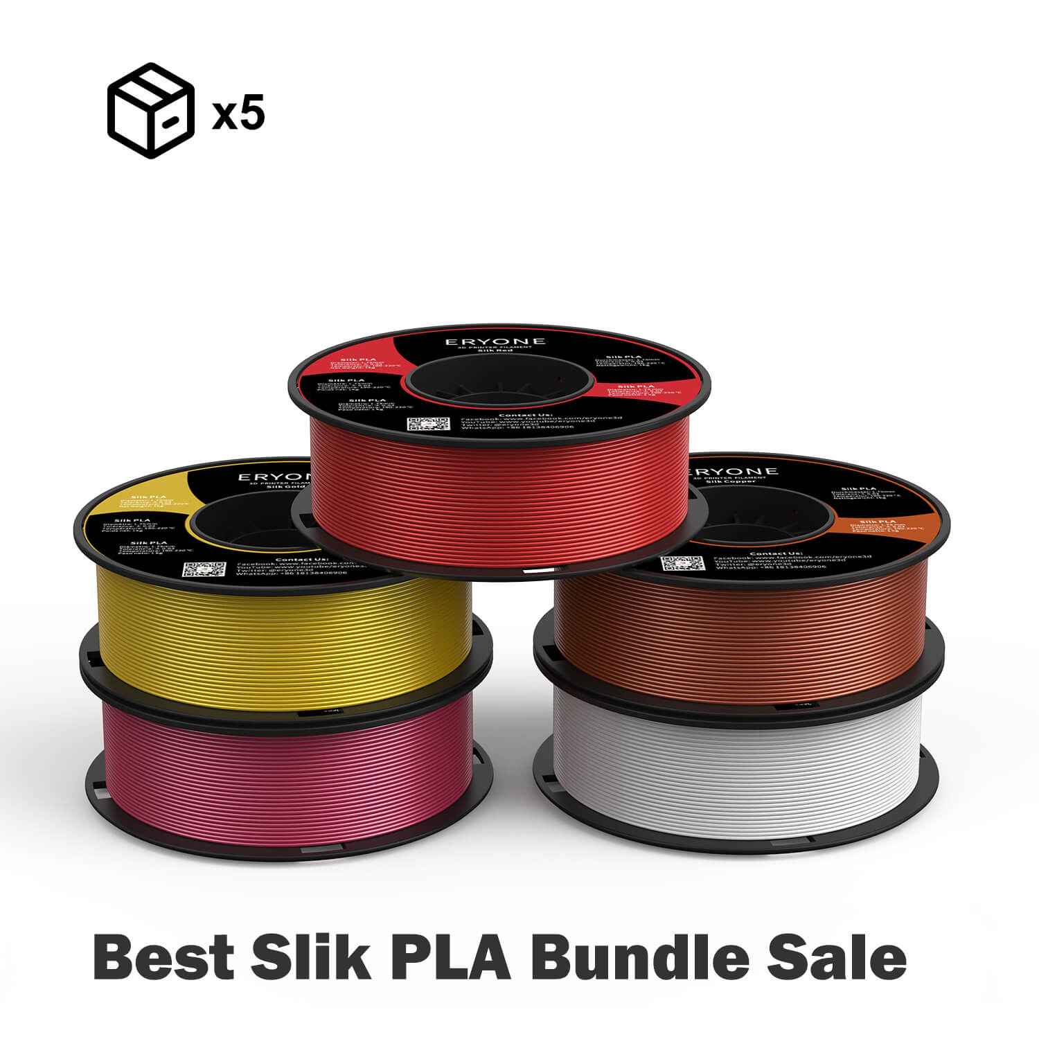 (Bundle Sale) PLA Silk & Ultra Silk Filament，1 kg，(MOQ:5 Rolls,Mixable )