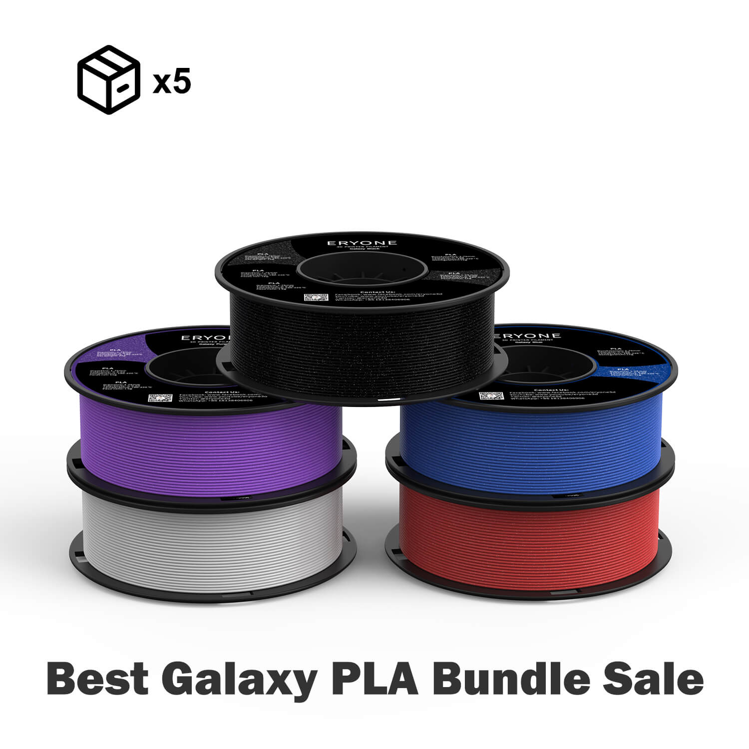 （Bundle Sale）PLA Galaxy Sparkly Glitter Filament，1kg (MOQ:5 Rolls,Mixable )