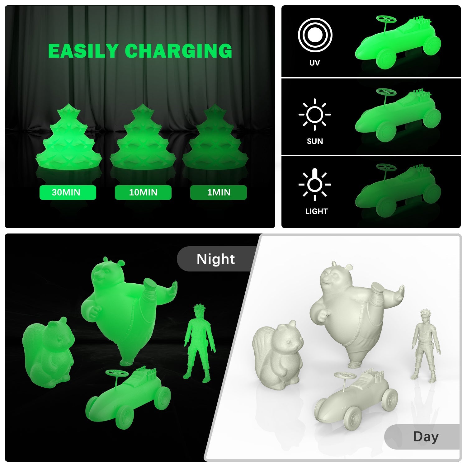 PLA Glow in The Dark Filament - 1.75mm±0.03mm (1kg)