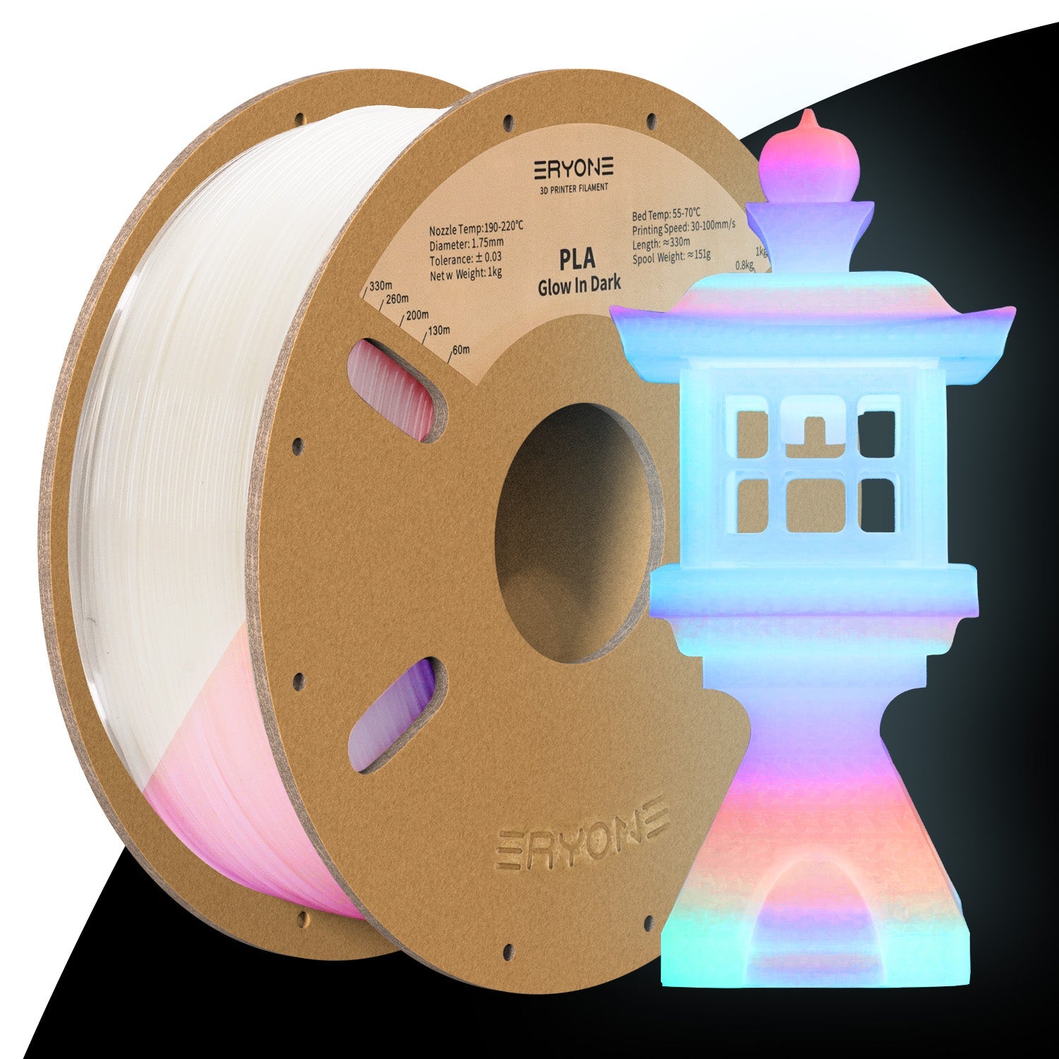 PLA Glow in The Dark Filament - 1.75mm±0.03mm (1kg)