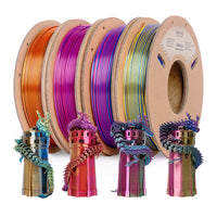 PLA Triple-Color Silk Filament - 1.75mm±0.03mm (1kg) - Silk Triple-Color 4 Small Rolls Set 250g*4-Red&Blue&Green/ Red&Gold&Purple/ Red&Yellow&Blue/ Orange&Blue&Green