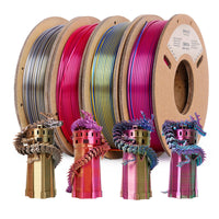 PLA Triple-Color Silk Filament - 1.75mm±0.03mm (1kg) - Silk Triple-Color 4 Small Rolls Set 250g*4-Gold Silver Copper/Red Blue Green/Red Purple Gold/Red Yellow Blue